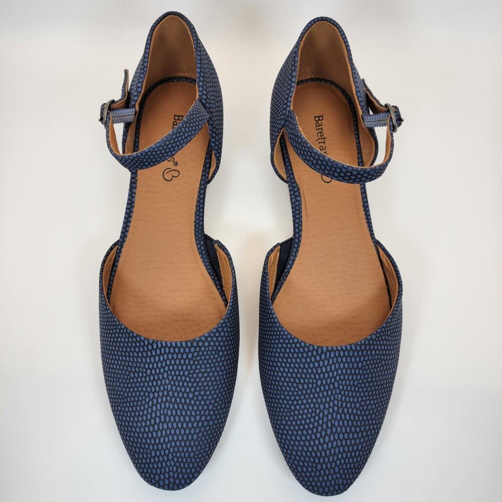 Baretraps Laverick Wedge Sandals Women 6.5 Navy Ankle Strap Espadrille Round Toe